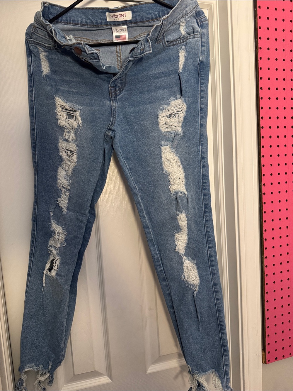 Vibrant Light Blue Ripped Skinny Jeans